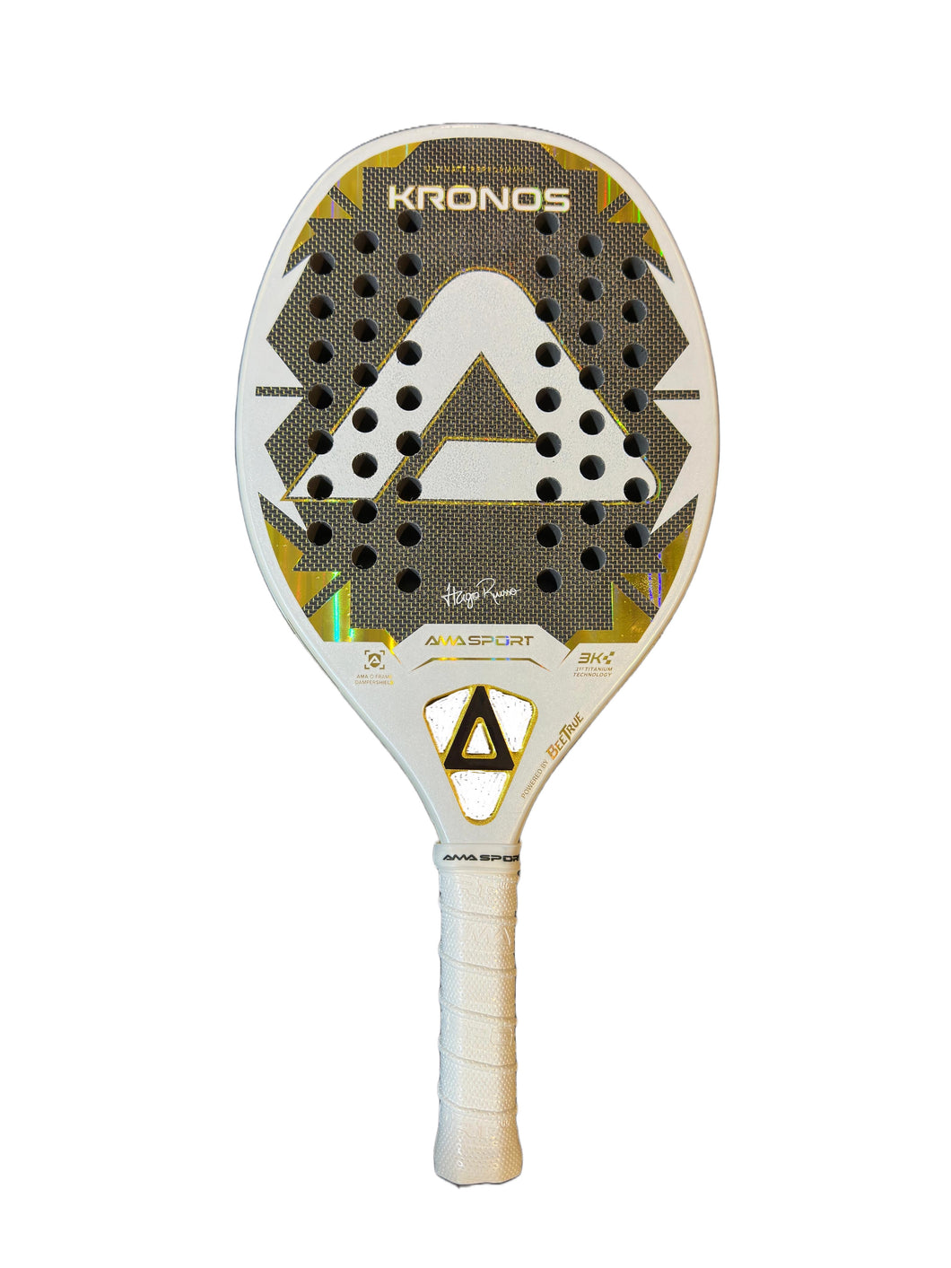 RAQUETE DE BEACH TENNIS AMA SPORT KRONOS WHITE TITANIUM HUGO RUSSO